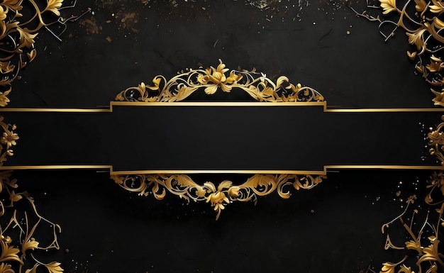 Photo luxury black and gold background with space in the middle to put a sentence