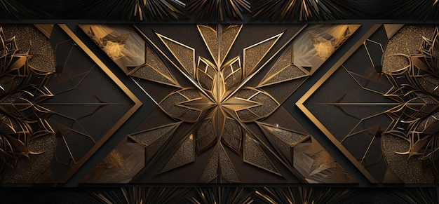 Luxury black and gold floral background 3D vector illustration