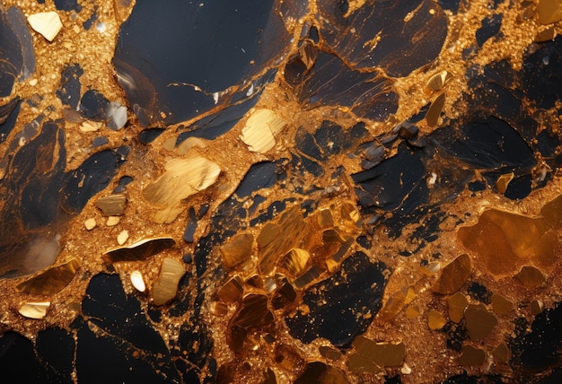 Luxury black and golden marble texture background Wallpaper Generative AI