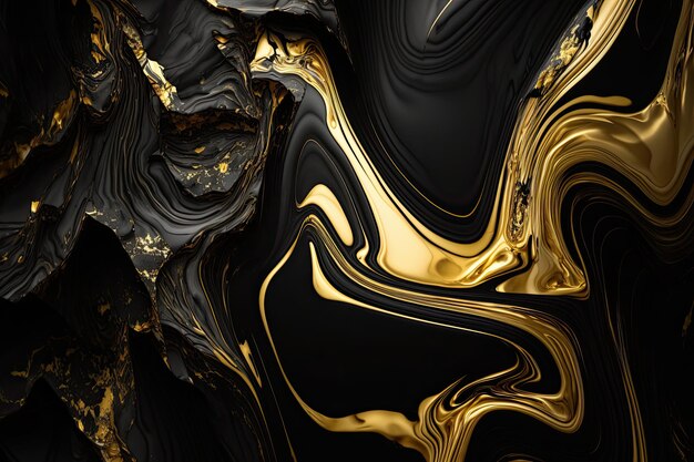 Роскошный черный и металлический золотой мраморный фон Generative Aix9