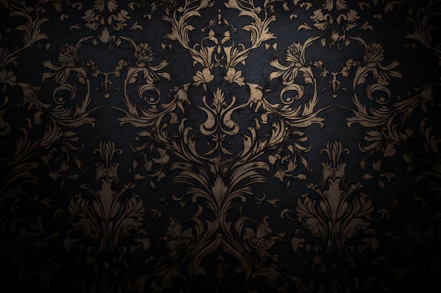 Photo luxury black wallpaper with floral ornaments on it