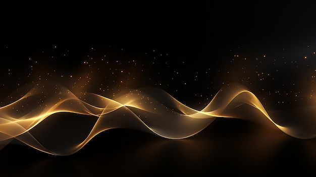 Luxury black wavy background with golden glitter