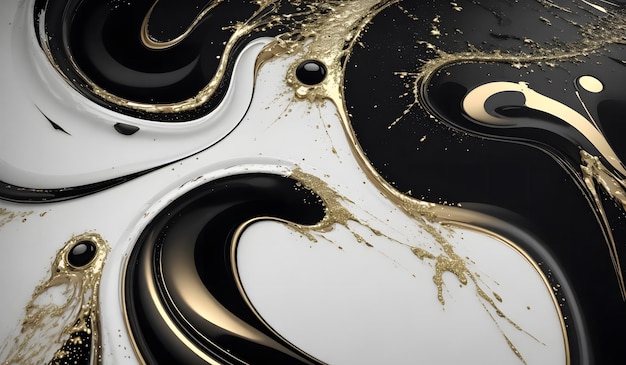 Luxury Black white gold liquid background Generative AI