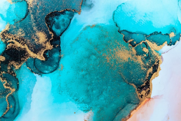 Fondo astratto blu di lusso della pittura di arte di marmo liquido dell'inchiostro su carta