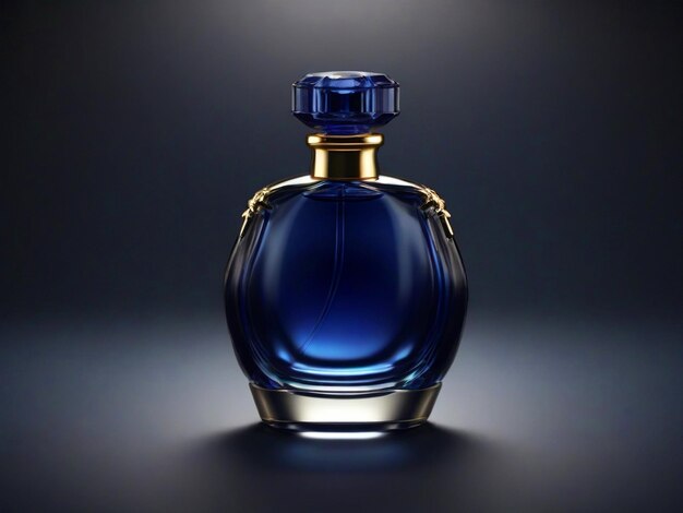 Photo luxury blue perfume bottle of front view