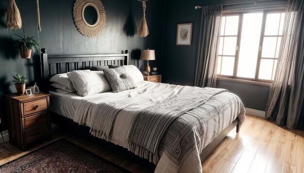 luxury boho style bedroom interior design black color