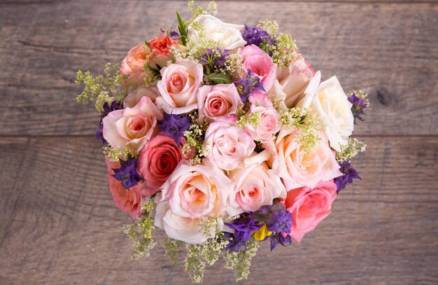 Luxury bouquet made of red roses in flower shop Valentines Bouquet of red roses