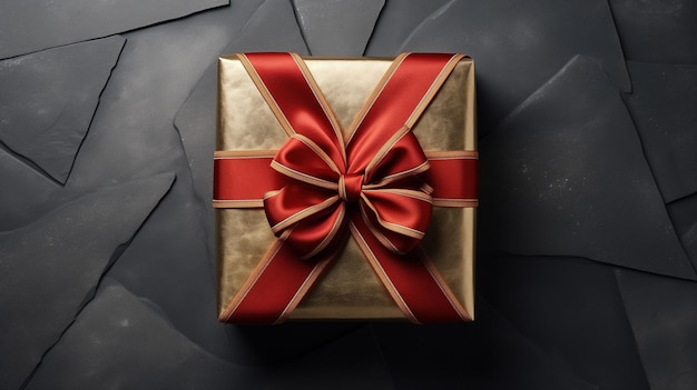 Luxury in a Box Red Ribbon and Gold Gift Box Packaging for Holidays and Birthdays Generative AI