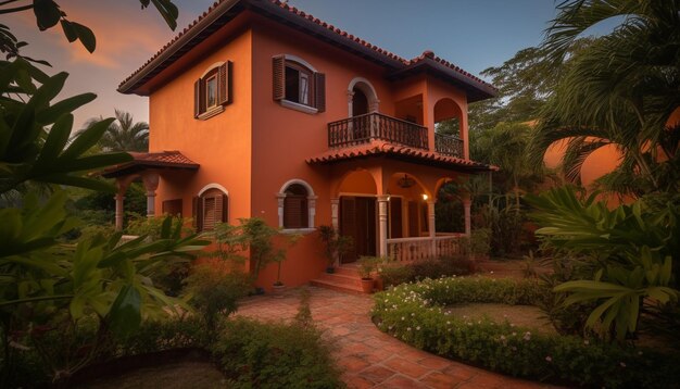 Luxury bungalow in tropical caribbean landscape with elegant architecture generated by artificial intelligence