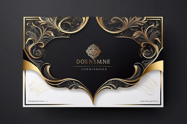 Photo luxury business card with black and white background elegant golden design