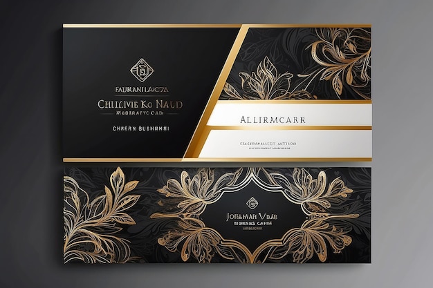 Роскошная визитка с черно-белым фоном элегантный золотой дизайн