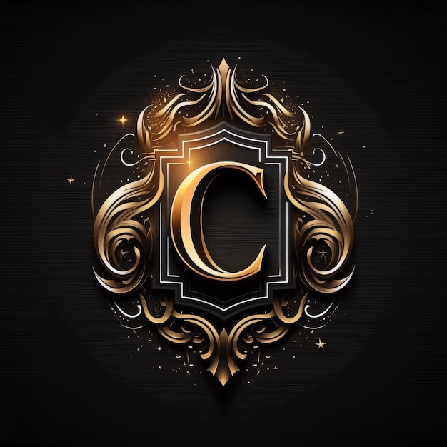 Photo luxury capital letter c ornate floral monogram