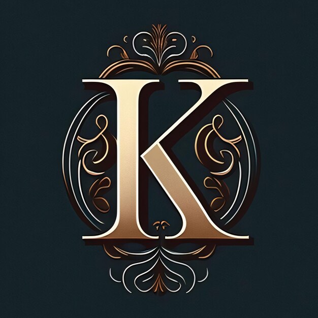 Photo luxury capital letter k in the style of baroque