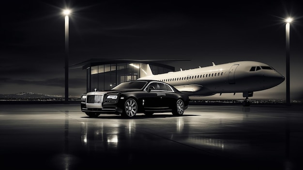 Luxury car and private jet