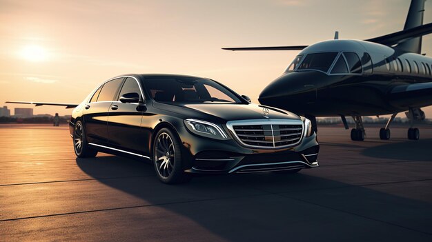 Luxury car and private jet