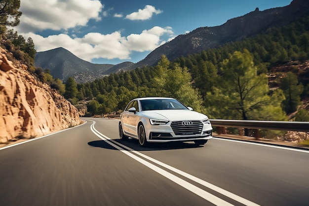 Photo luxury car running on the highway