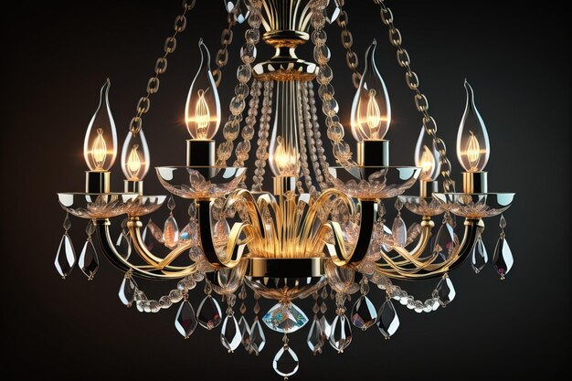 Luxury chandelier isolated on dark background ai generative