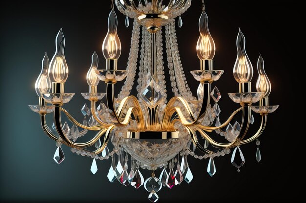 Photo luxury chandelier isolated on dark background ai generative