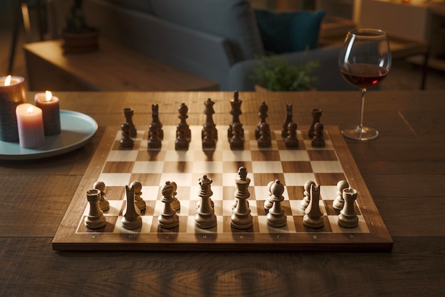 Luxury chess set at home