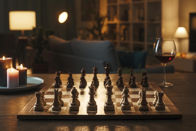 Luxury chess set at home