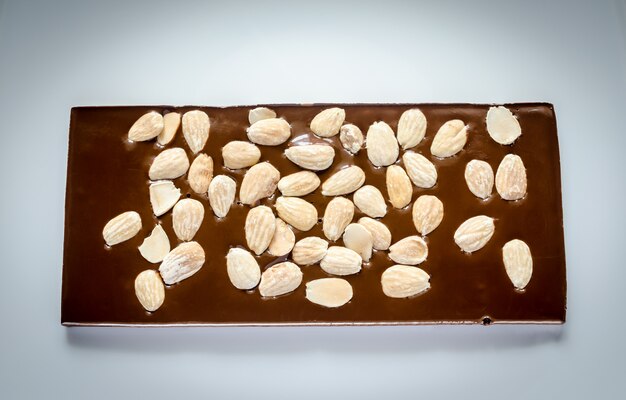 Luxury chocolate bar with whole almonds