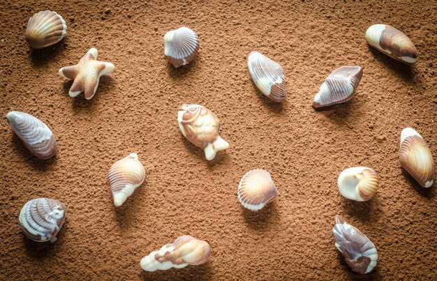 Caramelle di cioccolato di lusso a forma di frutti di mare