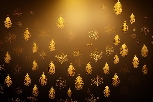 Photo luxury christmas golden decorations on dark black background