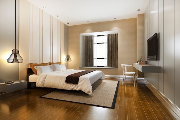 Camera da letto moderna classica di lusso in hotel