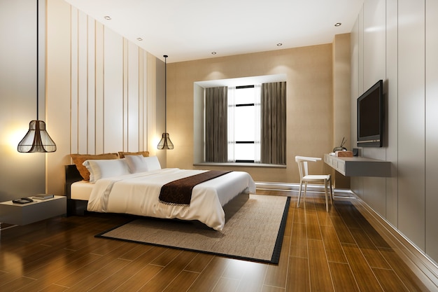 luxury classic modern bedroom suite in hotel