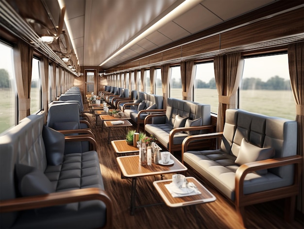 Luxury and classic train's interior design