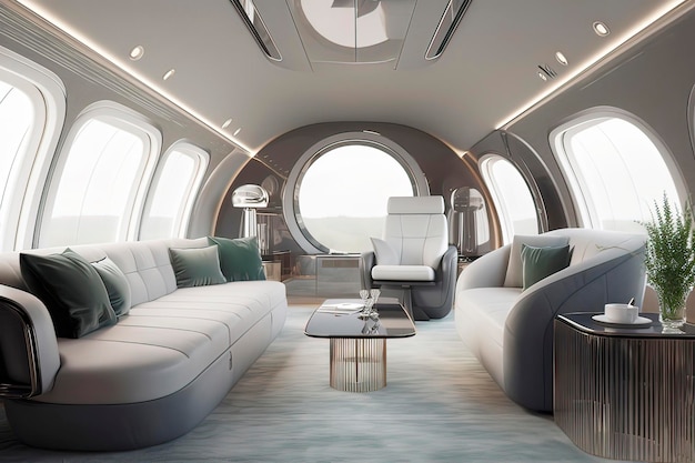 Luxury cockpit of private aircraft AI technology generated image