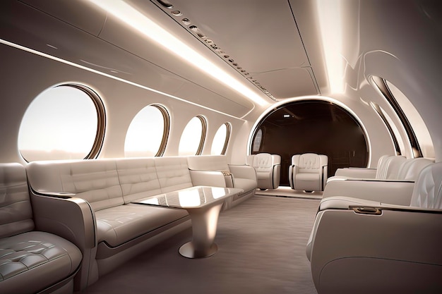 Luxury cockpit of private aircraft AI technology generated image