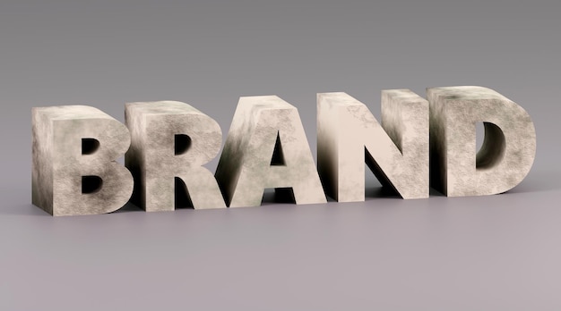 Luxury concrete inscription brand on grey podium soft light smooth background 3d rendering