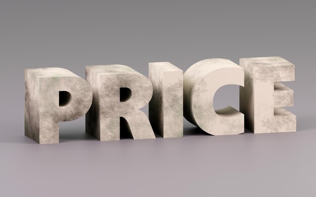 Luxury concrete inscription price on grey podium soft light smooth background 3d rendering