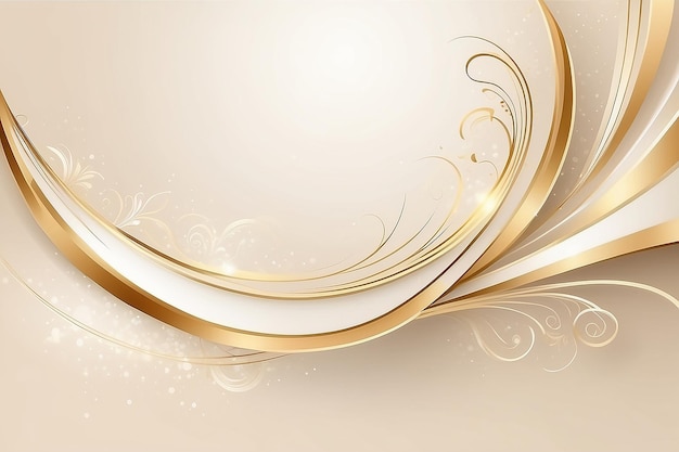 Роскошный кремовый фон с золотыми элементами и кривыми световыми эффектами декорации и боке