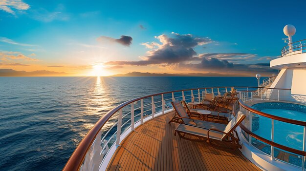 Luxury Cruise Ship Deck at Sunset