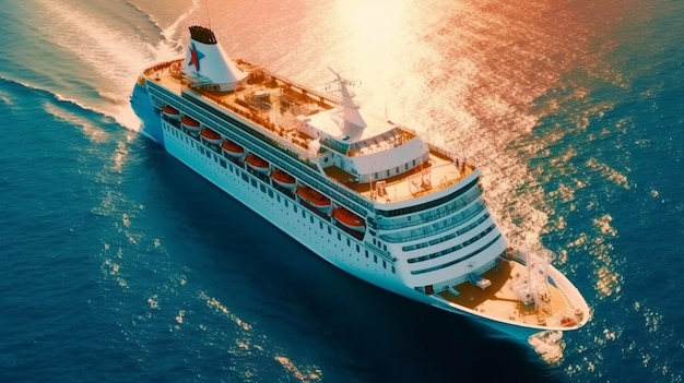 Фото Роскошный круизный корабль пассажирский корабль круиз в океане морская концепция умный туризм путешествия во время отпуска отпуска