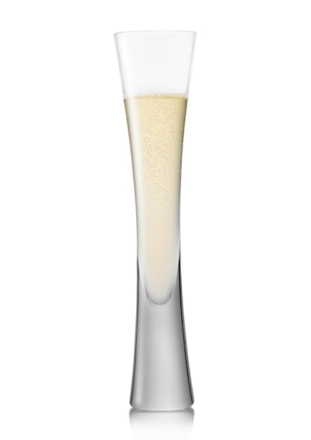 Luxury crystal yellow champagne flute glass on white