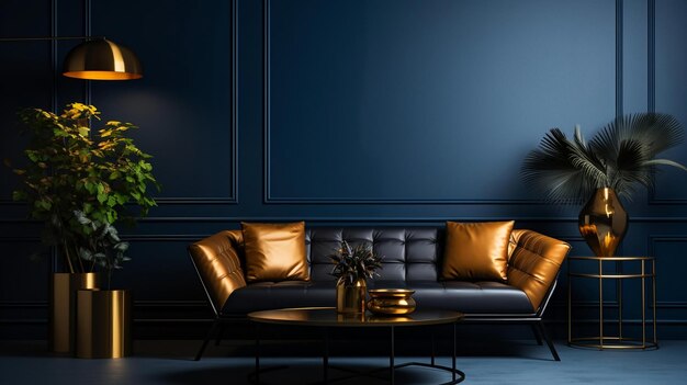 luxury dark blue with gold studio