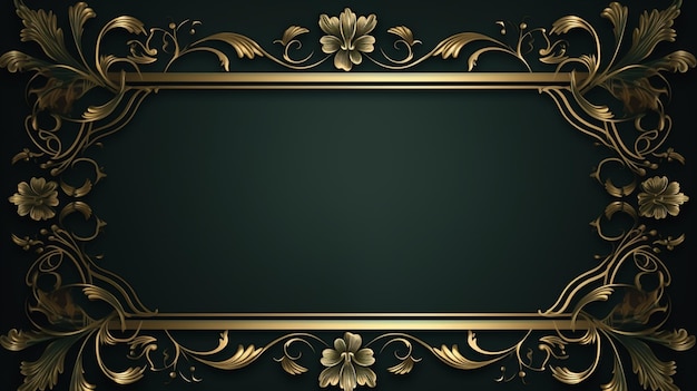 luxury dark green background with gold ornamental frame