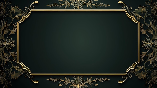 luxury dark green background with gold ornamental frame