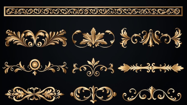 Photo luxury decorative golden frames retro ornamental frame vintage rectangle ornaments and border