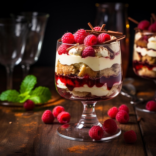 Foto dessert a strati di lusso delizioso syllabub