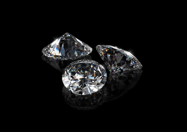 Luxury diamonds on black background 3d render