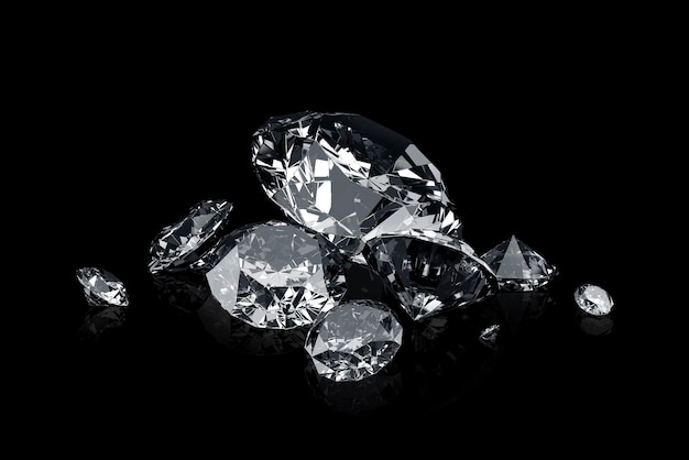 Luxury diamonds on black background