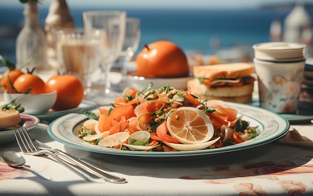 Luxury dinner in front of sea