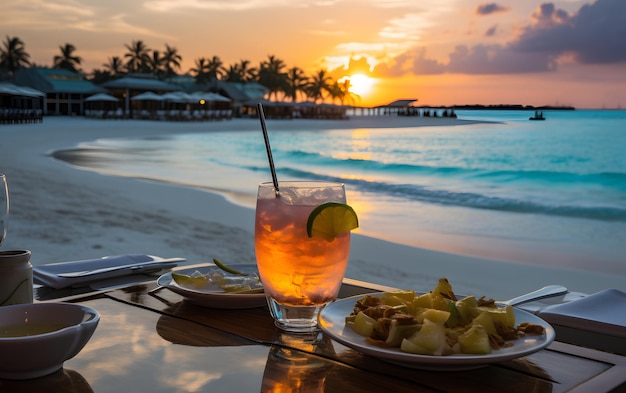 Luxury dinner in front of sea