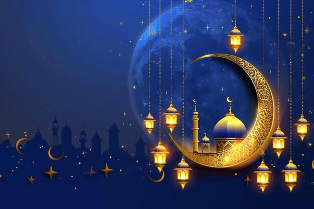 Luxury eid mubarak design with moon