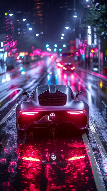 A Luxury Electric Car NeonLit Wallpaper