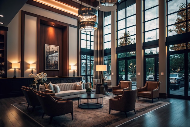 Luxury and elegance hotel lobby and reception area Generative AI